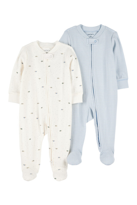 Pack dos pijamas una pieza de algodón, con pie, diseño tortugas Pack dos pijamas una pieza de algodón, con pie, diseño tortugas