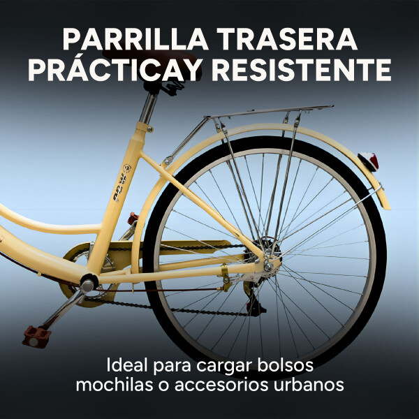 Bicicleta Pigewn Urbana Rodado 26 Canasto Freno Disco 7 Vel Crema 1