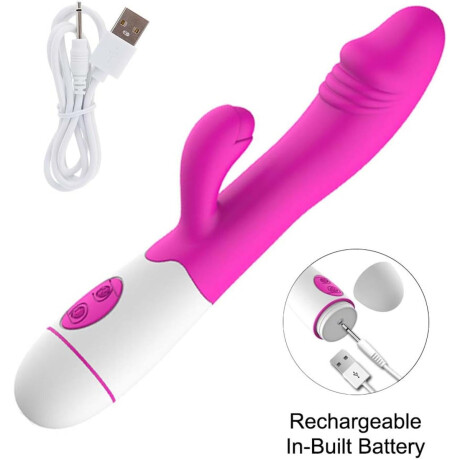 Vibrador Con Doble Estímulo Desing Recargable USB Fucsia