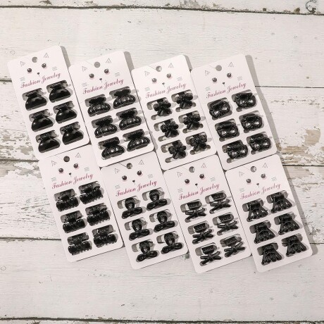 Set De Broches x6 Colores Fuertes Negro