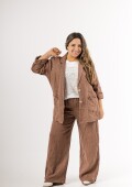 Conjunto blazer y palazo 100% lino Made in Italy Tostado