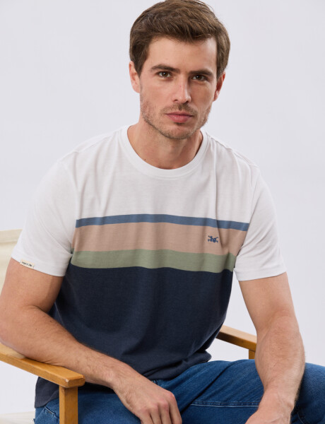 REMERA RAYADA DE ALGODÓN Azul