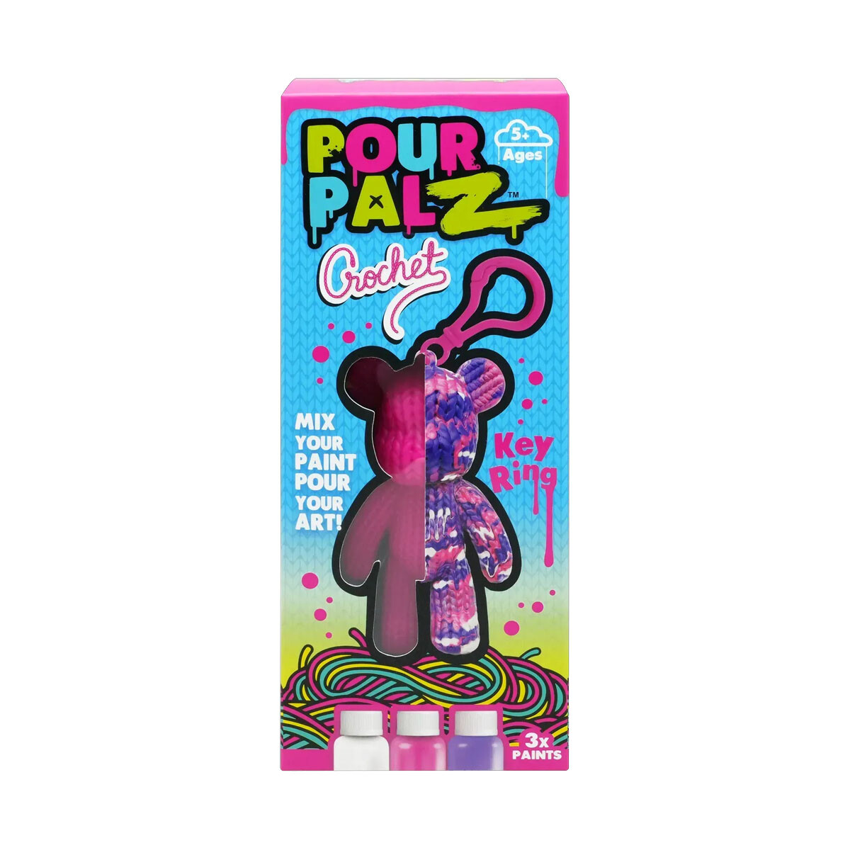 Pour Palz Oso Crochet Llavero - Fucsia 