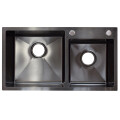 PILETA DOBLE 201 NEGRO MATE CON DISPENSADOR DE JABON Pileta Doble 201 Negro Mate Con Dispensador De Jabon