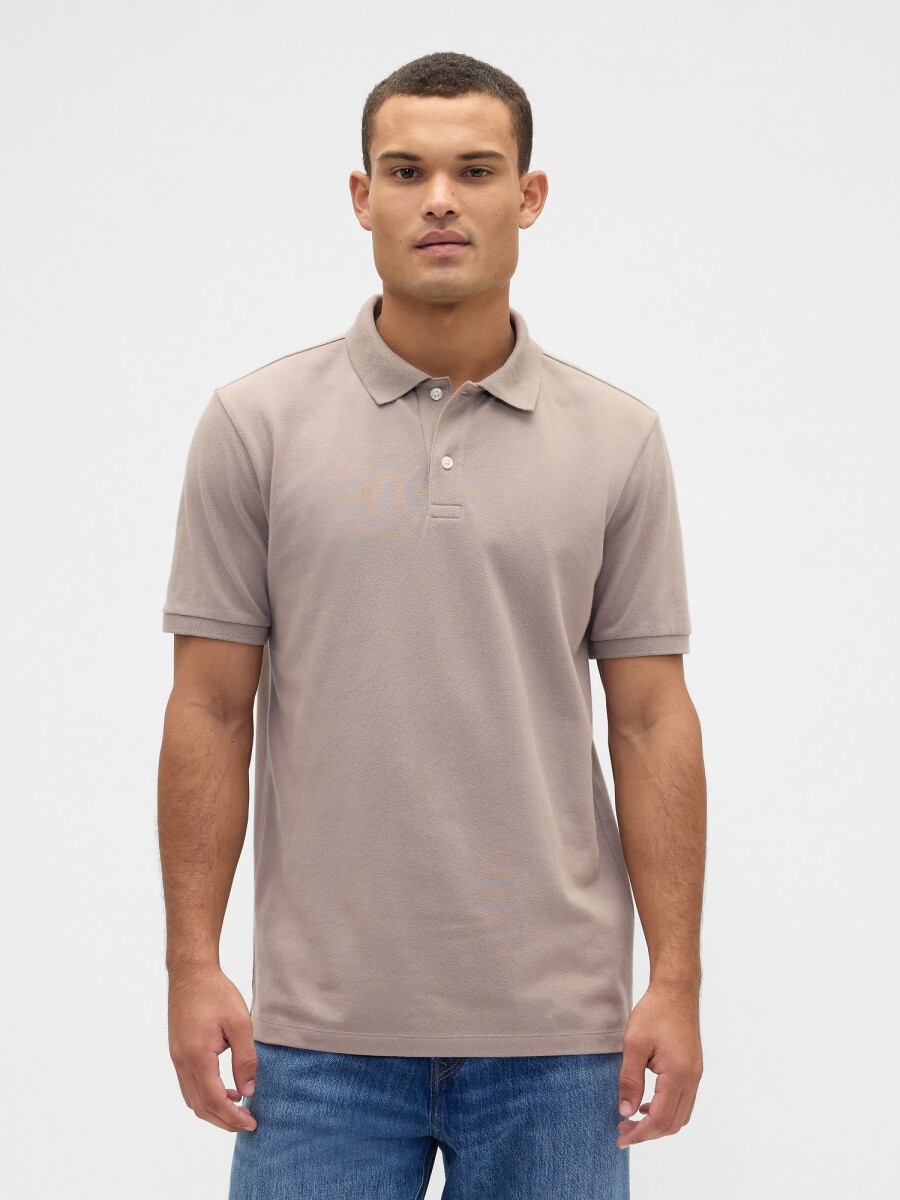 V-STRETCH PIQUE POLO - SOLID - MEDIUM COOL BROWN 