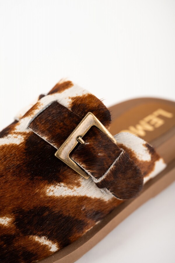 Zueco Pelo Animal Print Marrón