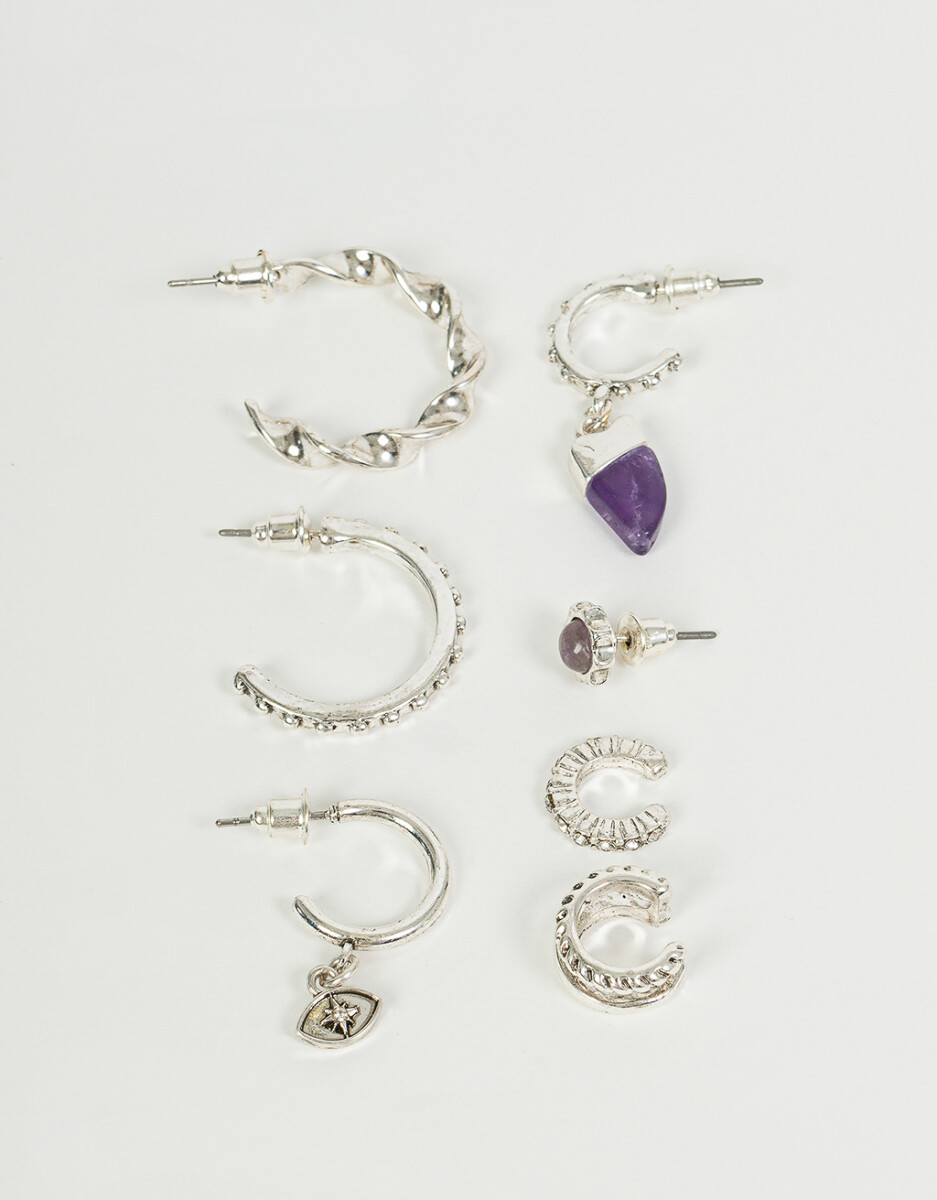 Aros Set Bañado En Plata 