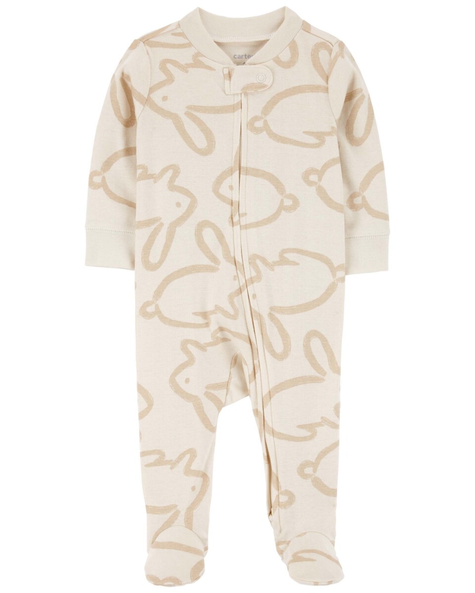Pijama una pieza de algodón, con pie, diseño conejo 
