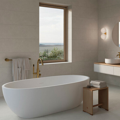 REVESTIMIENTO CERAMICO BEIGE MATE RECTIFICADO 30X90 CM GAMAS DE BEIGE