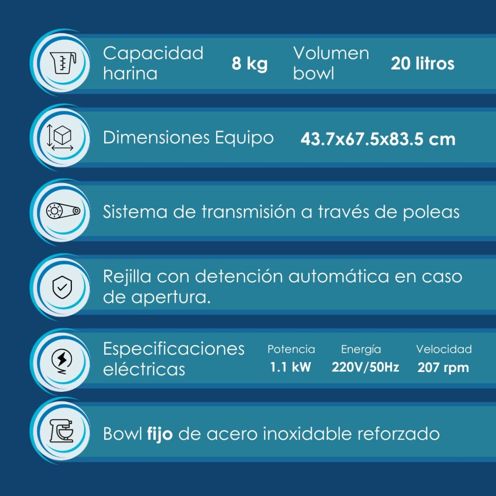 Amasadora Industrial 8 kg con Timer VAM-20T Amasadora Industrial 8 kg con Timer VAM-20T