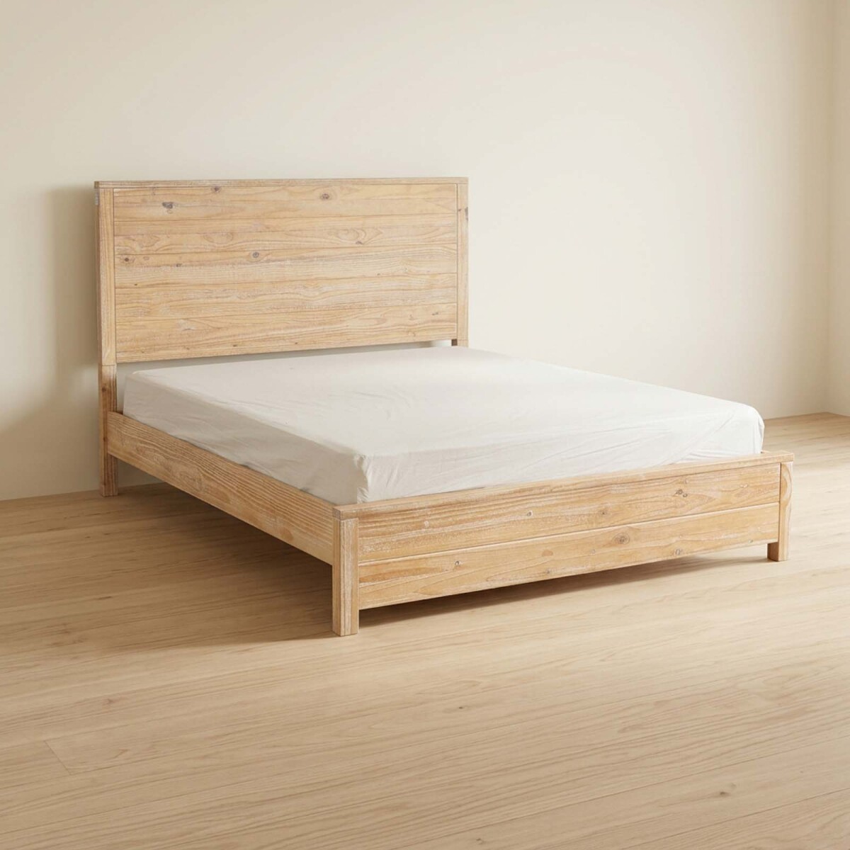 CAMA - QUEEN MADERA NATURAL-BEIGE MONTAUK 