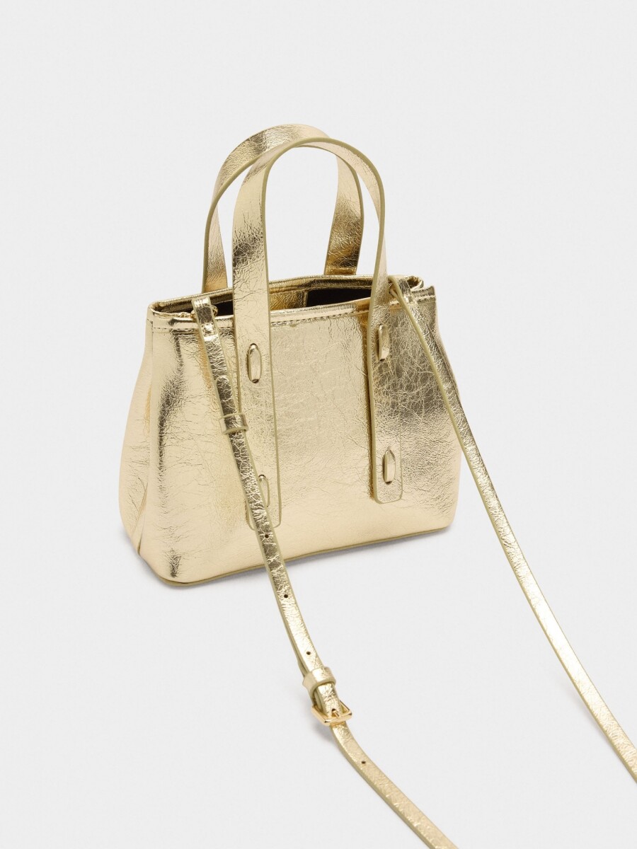 Bolso Tote Efecto Craquelado dorado