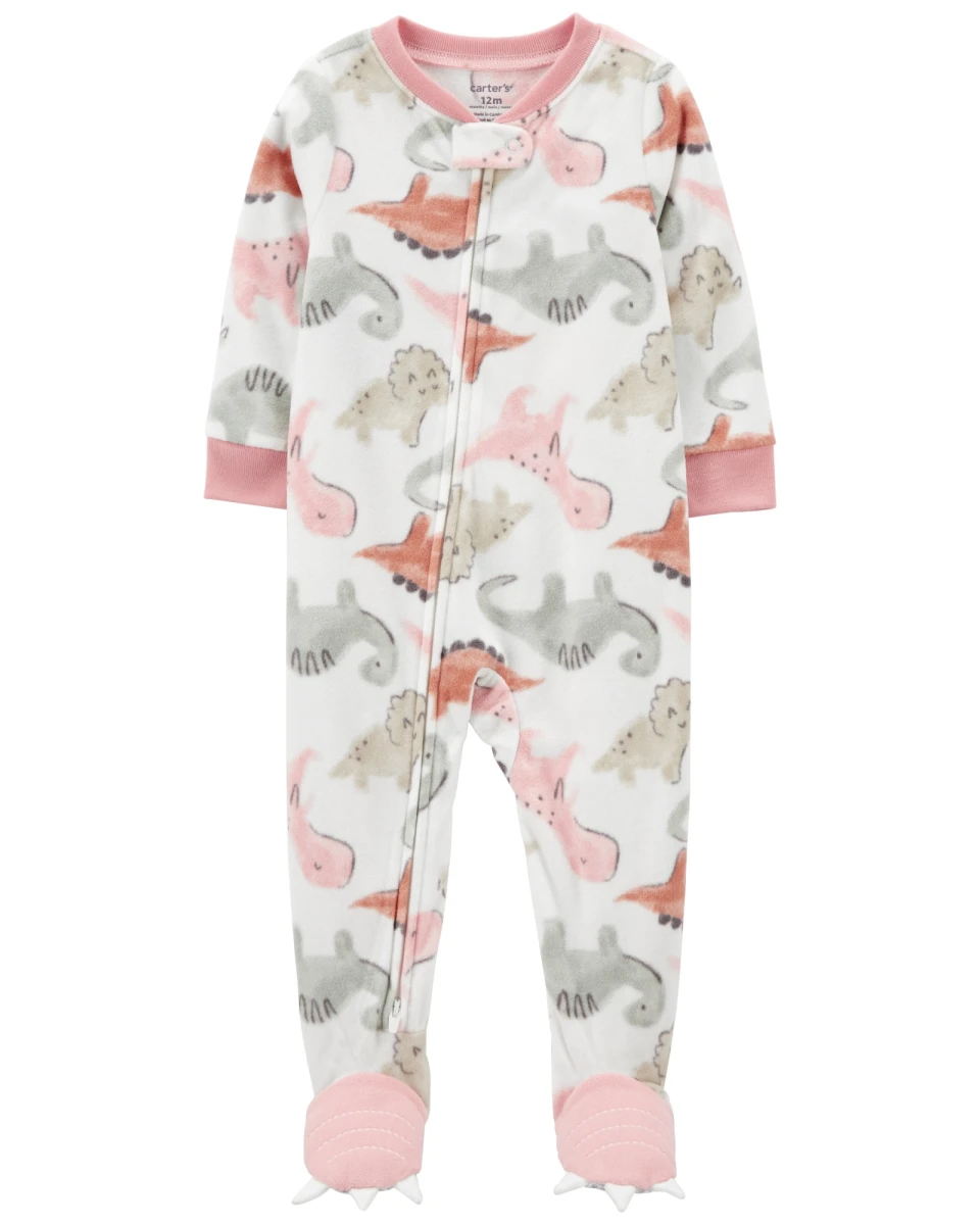 Pijama una pieza de micropolar, con pie, diseño dinos 