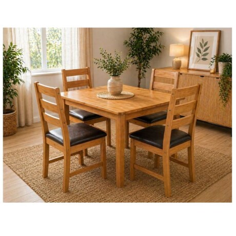 Juego De Comedor Bella 4 Sillas PU Castaño Tap SM-GB Juego De Comedor Bella 4 Sillas PU Castaño Tap SM-GB