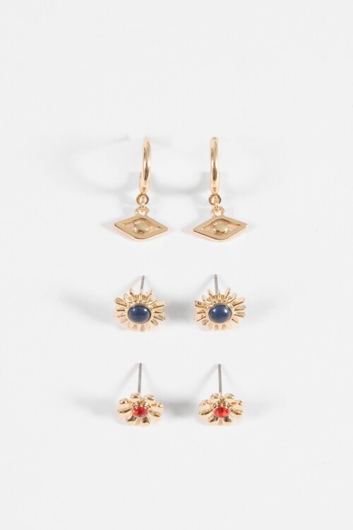 Set de caravanas con formas dorado