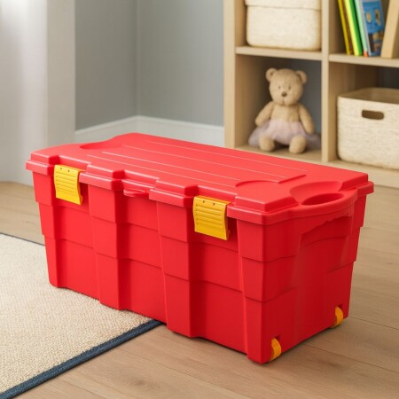 CAJA BAUL ORGANIZADOR 100LTS WENCO ROJO-ROJO 94X45X40CM CAJA BAUL ORGANIZADOR 100LTS WENCO ROJO-ROJO 94X45X40CM