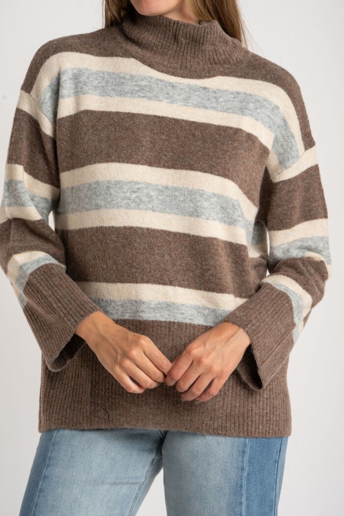 Polera Rayada Marrón