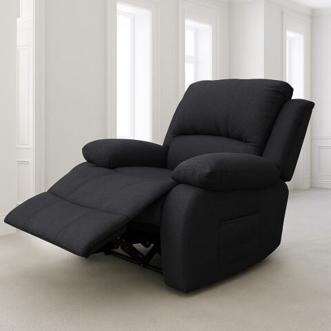Sofá Sillón Poltrona Reclinable Masajeador Electrico Color Negro Tela