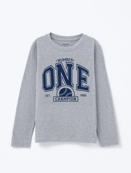 CAMISETA INFANTIL CON ESTAMPA GRIS