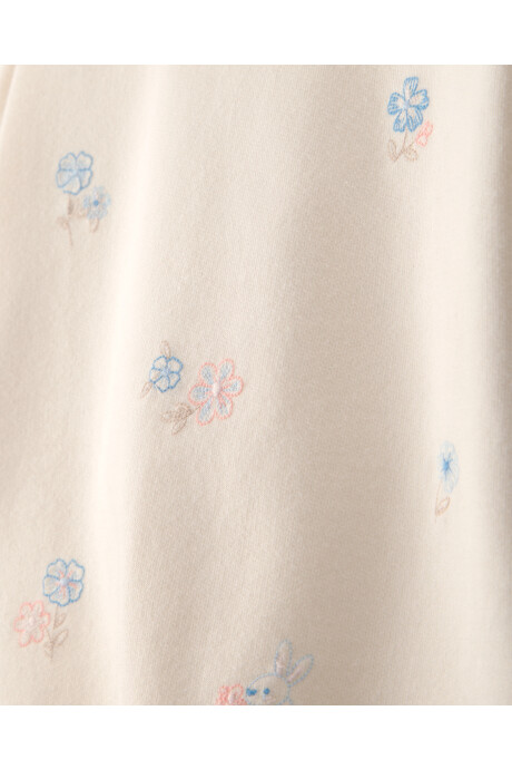 Set dos piezas de algodón, short pollera y buzo, crema, diseño pascua Sin color