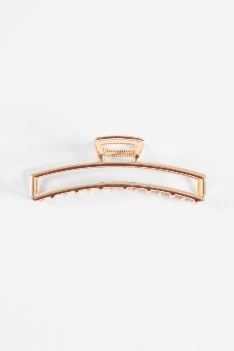 Broche rectangular metálico largo dorado