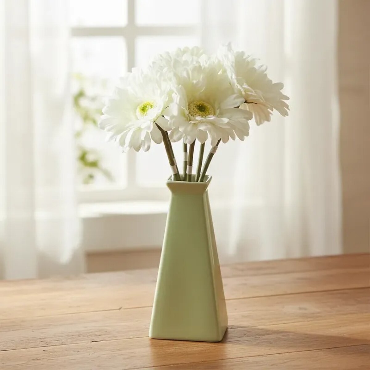 Flor Artificial Gerbera blanca tallo corto 