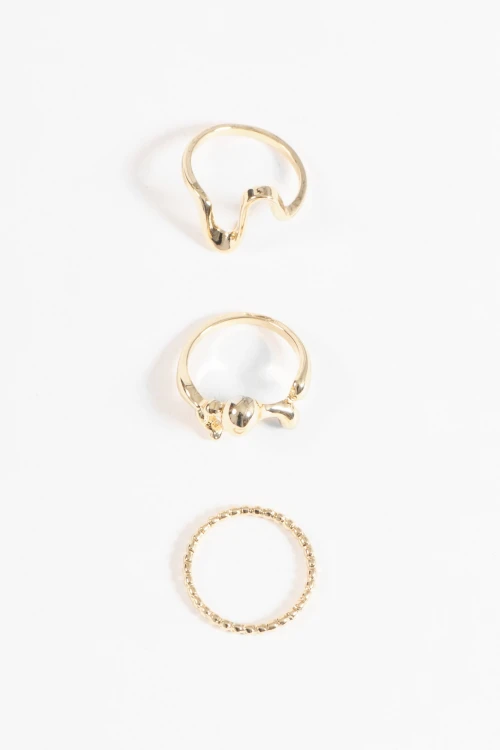 Set anillos metálicos dorado