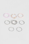 Set de anillos acrilico rosa plateado