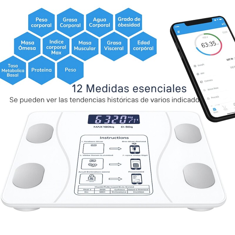 Balanza Digital Corporal Baño App Inteligente Celular Smart Balanza Digital Corporal Baño App Inteligente Celular Smart