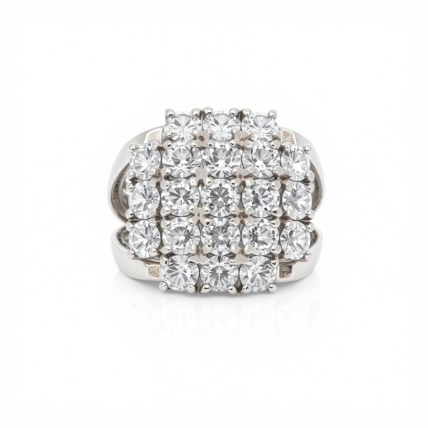 Anillo Cuadrado Zirconias . Plata 925 - AN4744 sinpiedra