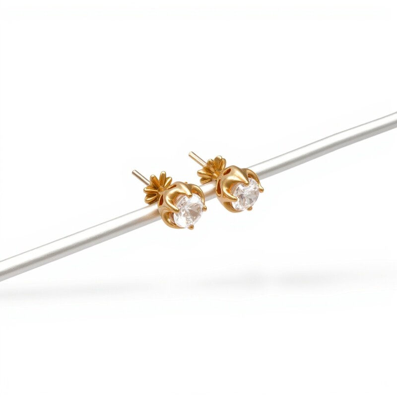 Caravanas Solitario oro- Oro bajo - Zirconia - CA8114 conpiedra
