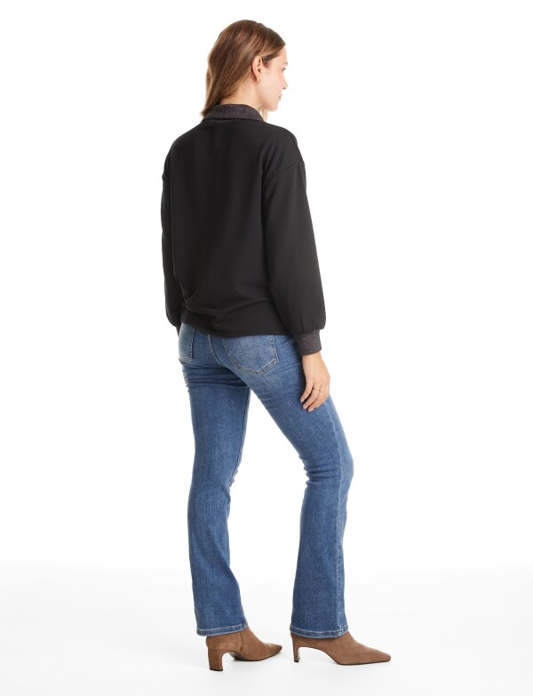 Buzo Esc V Btns NEGRO