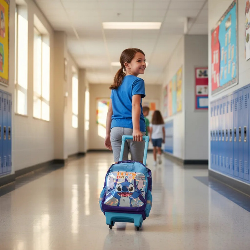 Mochila 35cm Stitch Carrito Celeste Stitch Mochila 35cm Stitch Carrito Celeste Stitch