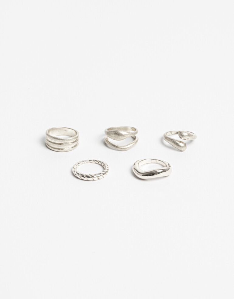 Sets Anillos Color Set De Anillos Mix Silver - Plateado Niquel