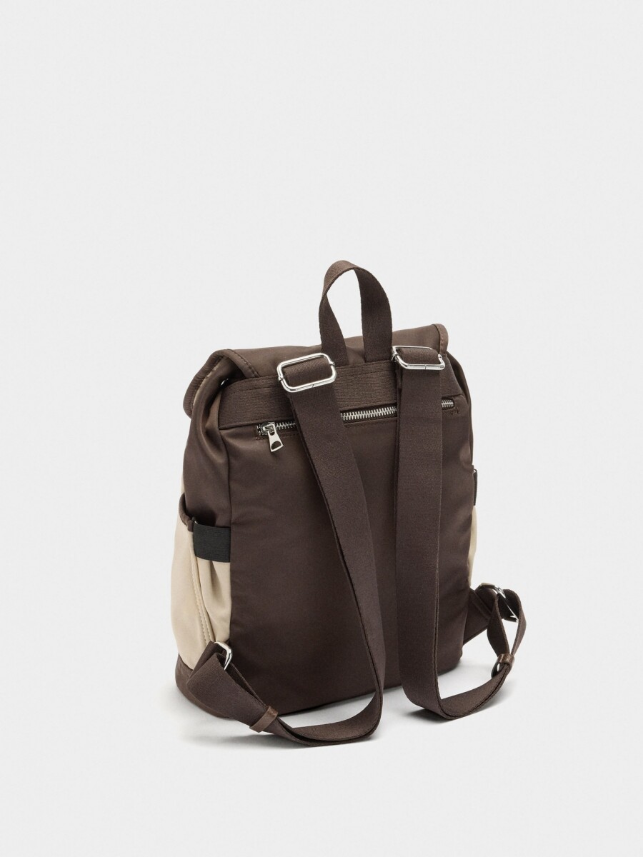 Mochila Color Block Con Nylon crudo