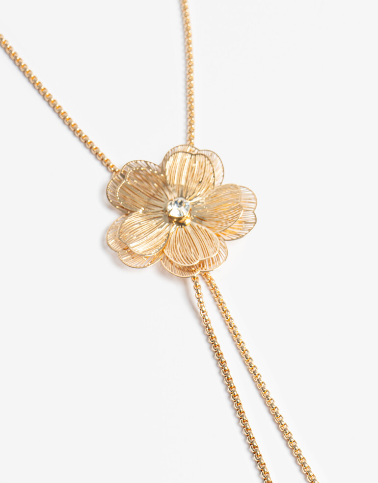 Collares Cortos Metal Collar Corto Flor Dorada - Dorado