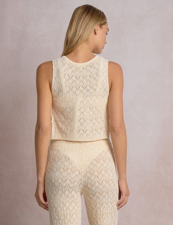 Top Crop Boho Calado Con Lazos Laterales BEIGE