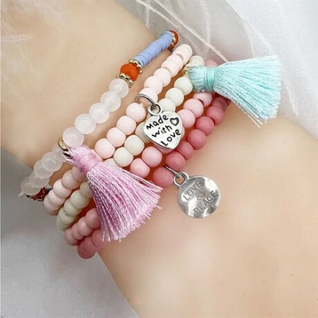 Pulsera set x5 mostacillas pastel Sc