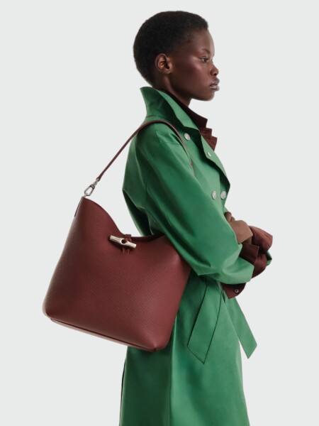 LONGCHAMP - LE ROSEAU, BOLSO HOBO DE HOMBRO, M Bordó