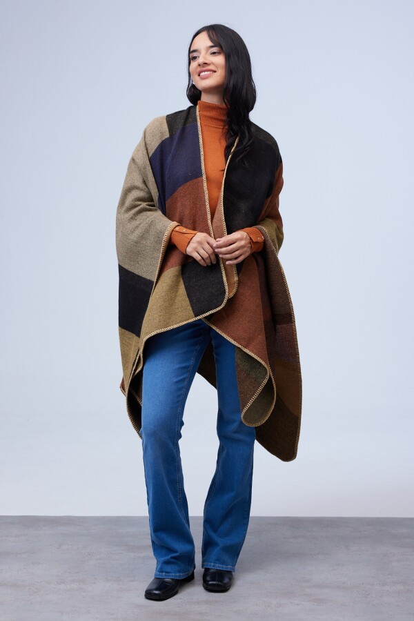 Ruana Colorblock TOSTADO/MULTI