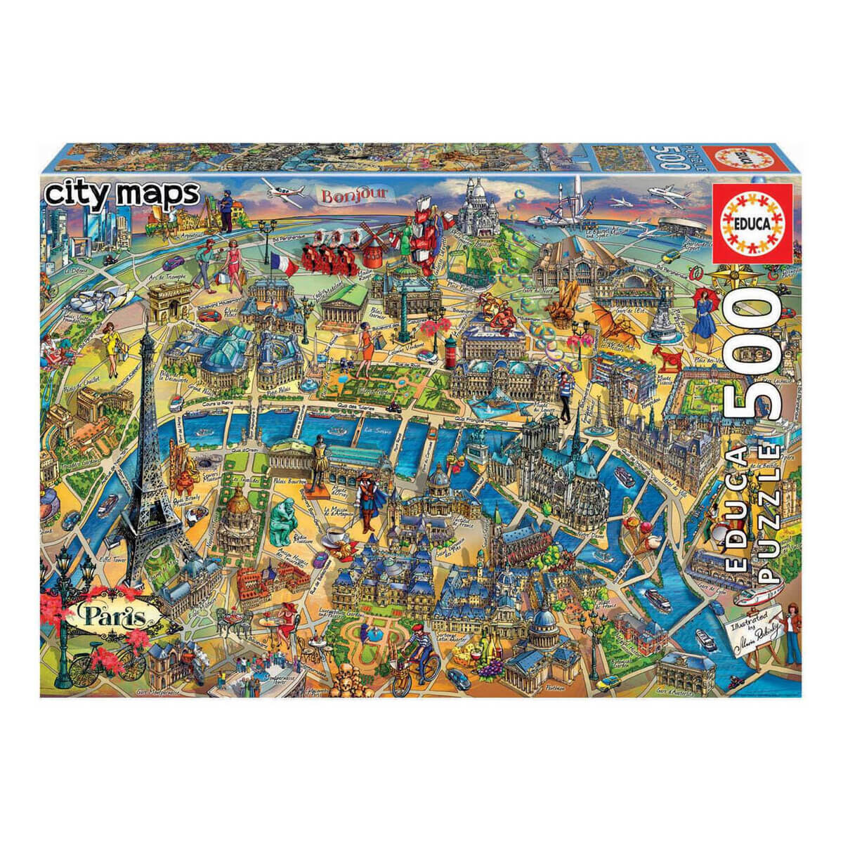 Puzzle Rompecabeza Mapa De Paris Cuidad Educa 500 Piezas — Atrix