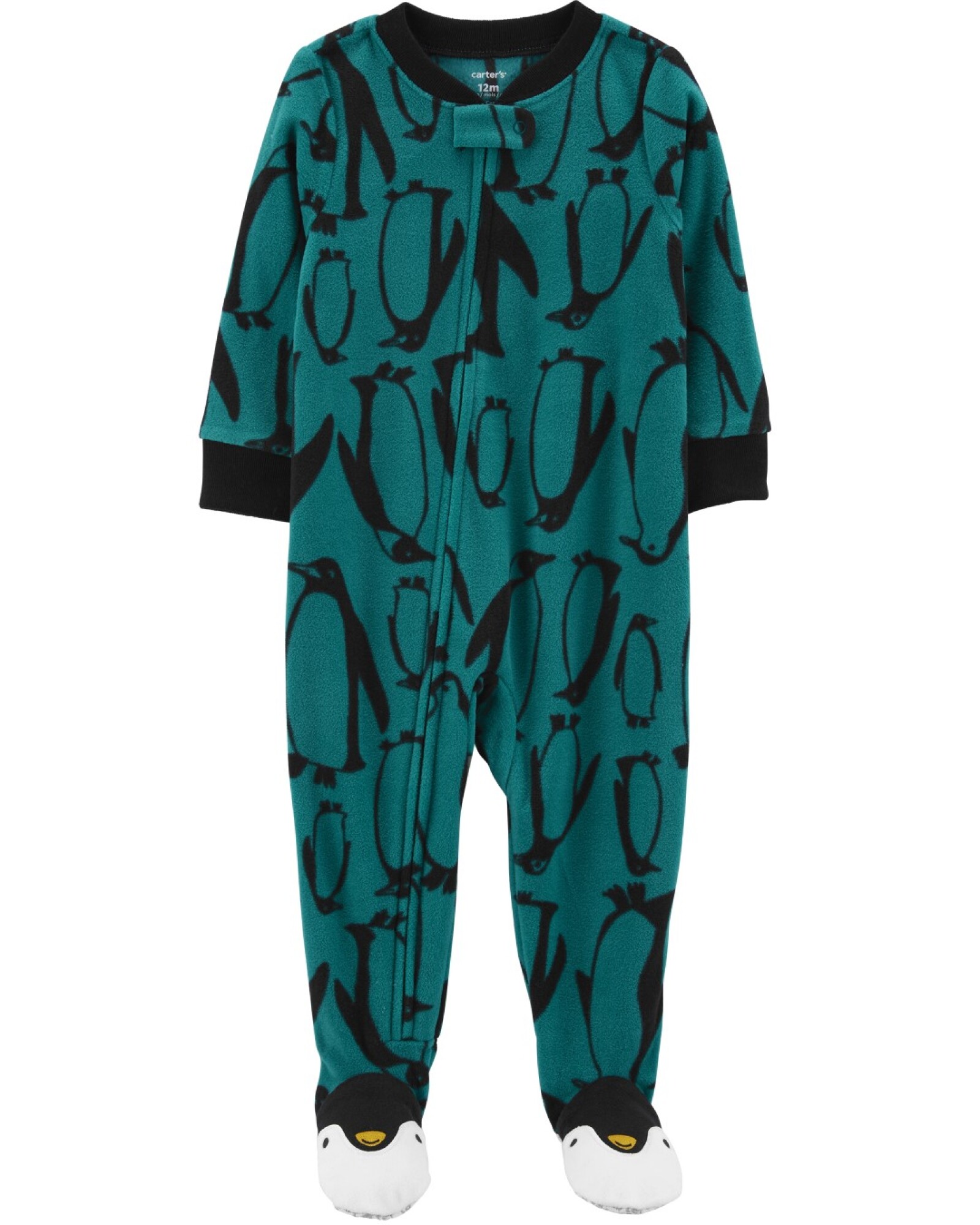 Pijama una pieza de micropolar con pie diseño pingüino Sin color