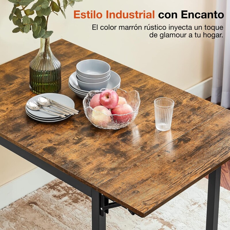 VASAGLE Mesa de Cocina Extensible Rectangular con Bisagras – Mesa de Comedor Plegable para 2-4 Personas Sin Color
