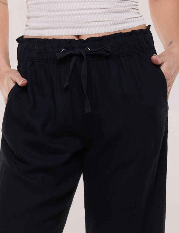 Capri Pull On Lino Con Cordón Ajustable NEGRO