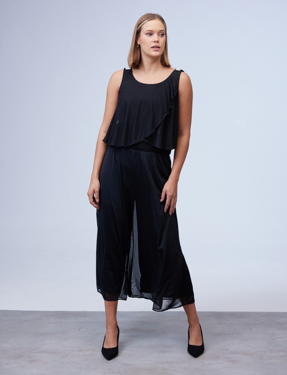 Pantalon Crop Gasa - Negro 