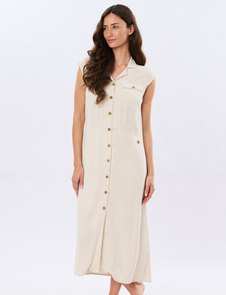 VESTIDO LISO DE LINO Arena