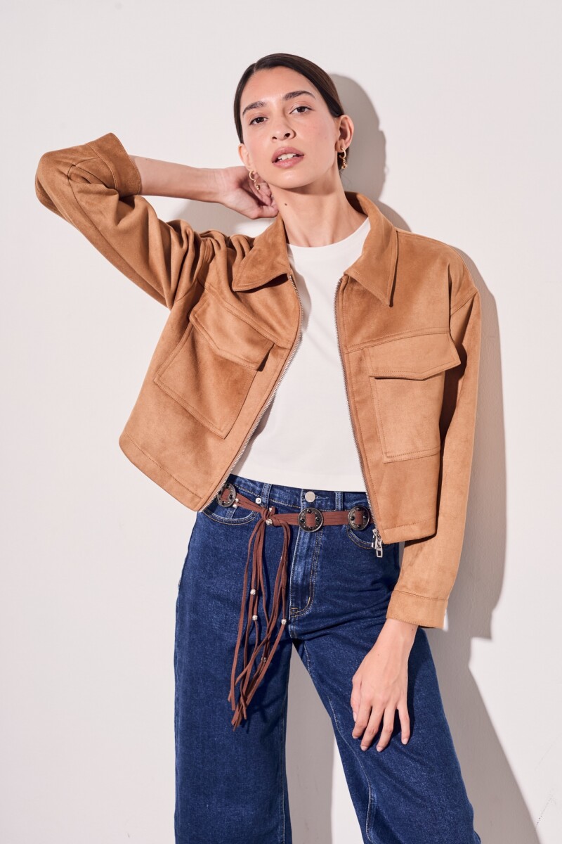 Campera Gamuza Cuero Vegano Whisky