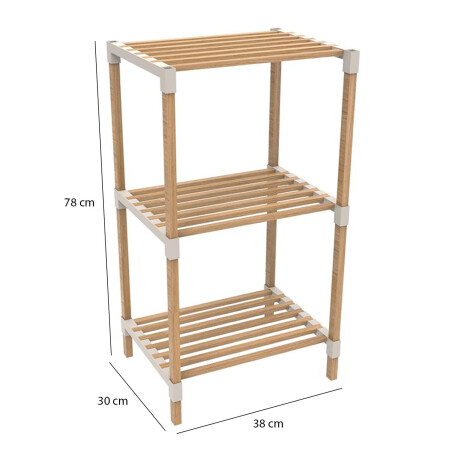 Estantería Organizadora Rack 3 Niveles 78x38x30Cm Madera PP Natural