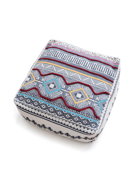 PUFF CUADRADO TEXTIL ETNICO BORDO BORDEAUX