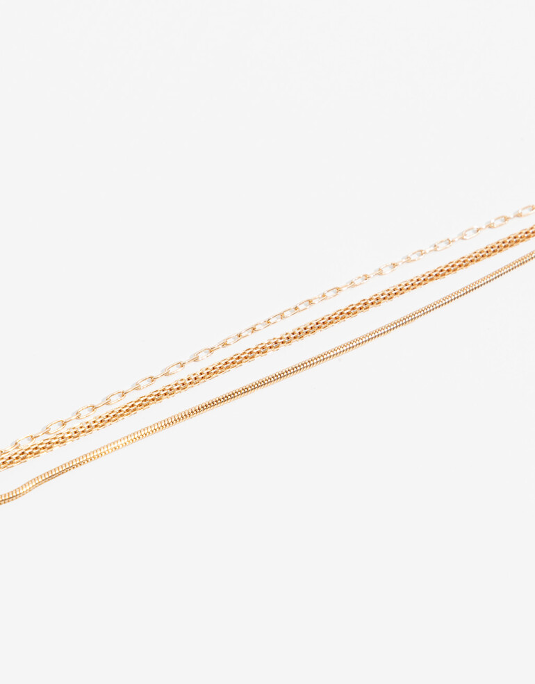 Pulseras Flexibles Sets Metal Pulsera Triple Cadena - Dorado